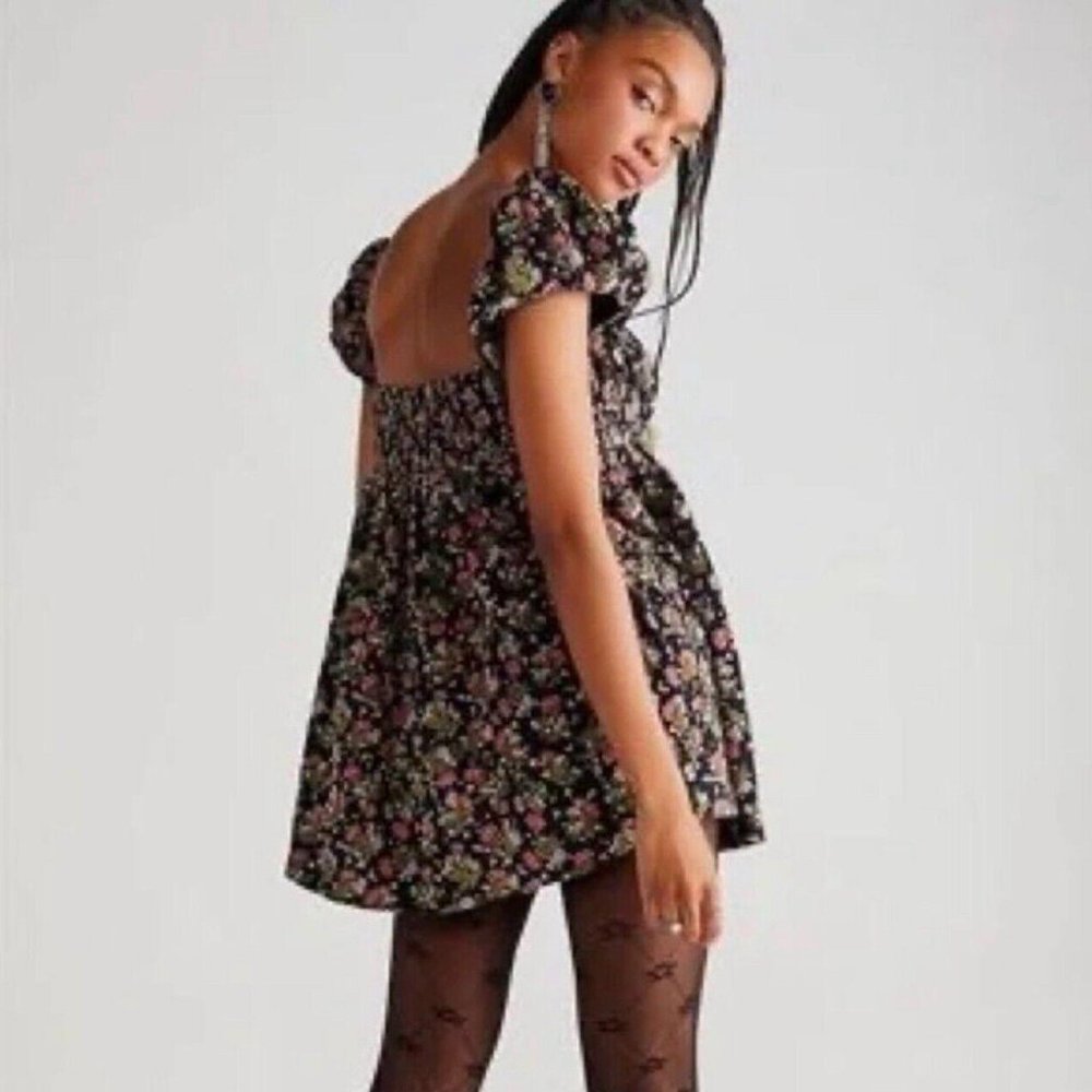 SOLD Free People Corduroy Floral Printed Tunic Babydoll Dress NWOT S… - Picture 2 of 15